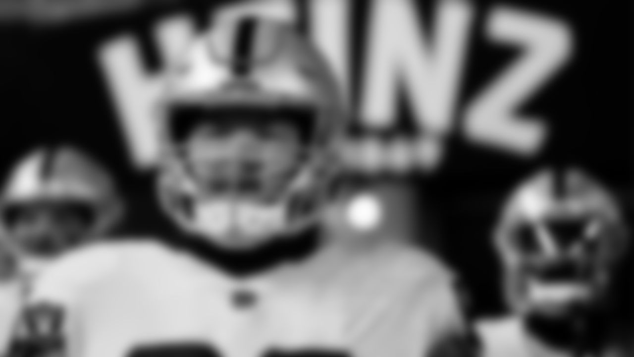 Las Vegas Raiders center Andre James (68) waits to takes the field before the regular season away game against the Pittsburgh Steelers at Acrisure Stadium.