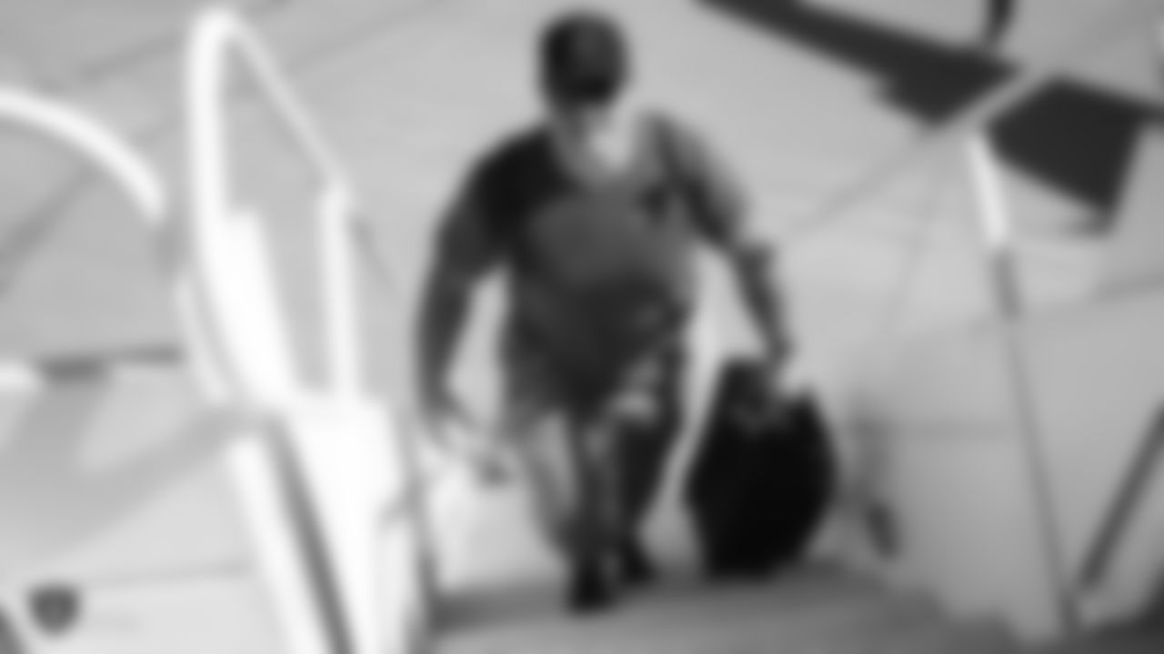Raiders guard Richie Incognito (64) departs for the game against the Houston Texans.