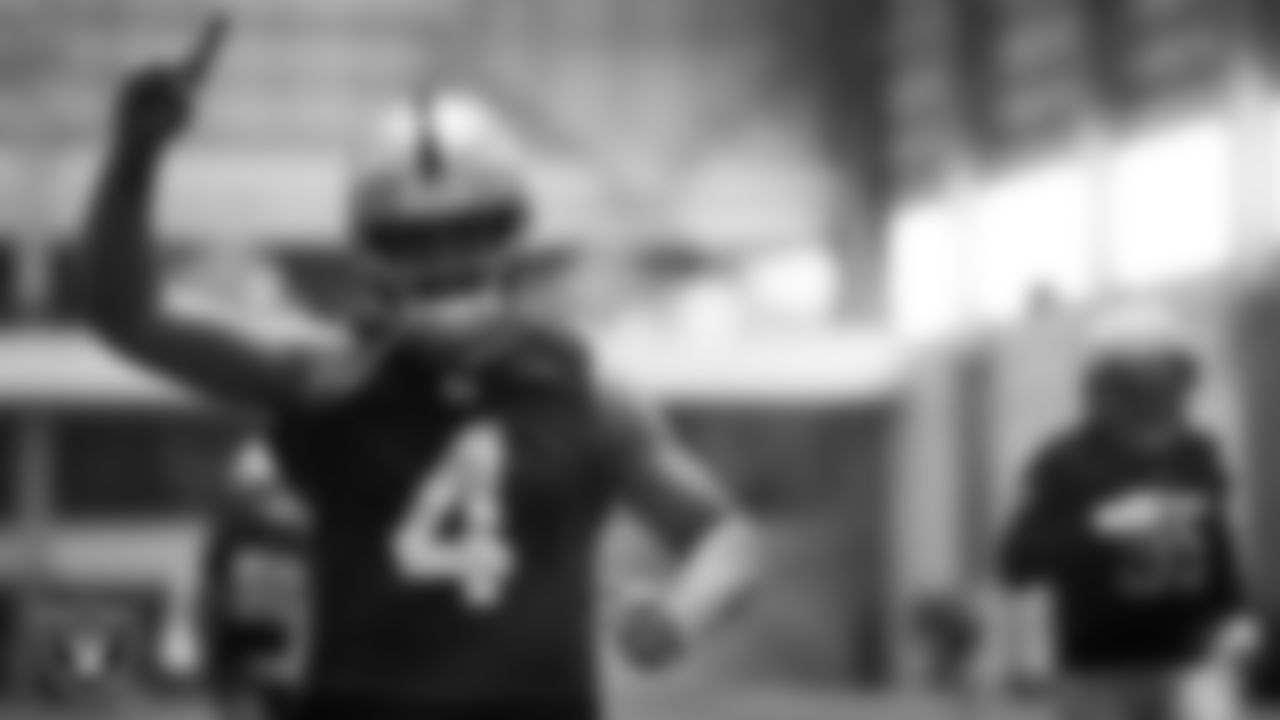 Las Vegas Raiders quarterback Derek Carr (4) on the field for practice at 2022 Training Camp at Intermountain Healthcare Performance Center.