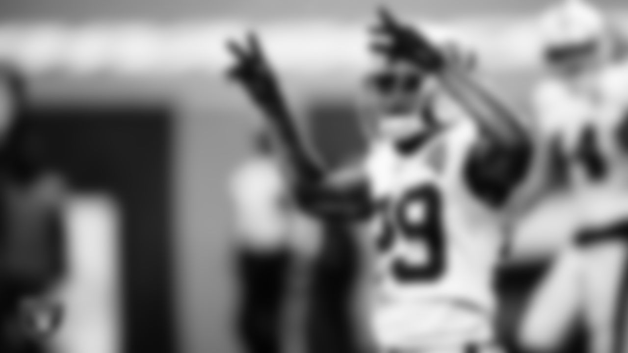 Las Vegas Raiders safety Lamarcus Joyner (29) celebrates during the regular season away game against the Cleveland Browns.
