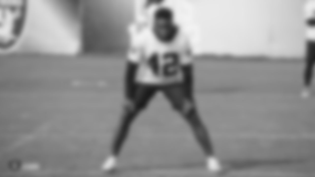 Oakland Raiders strong safety Karl Joseph (42) on the field for practice at the Oakland Raiders Practice Facility, Friday, November 9, 2018, in Alameda, California.