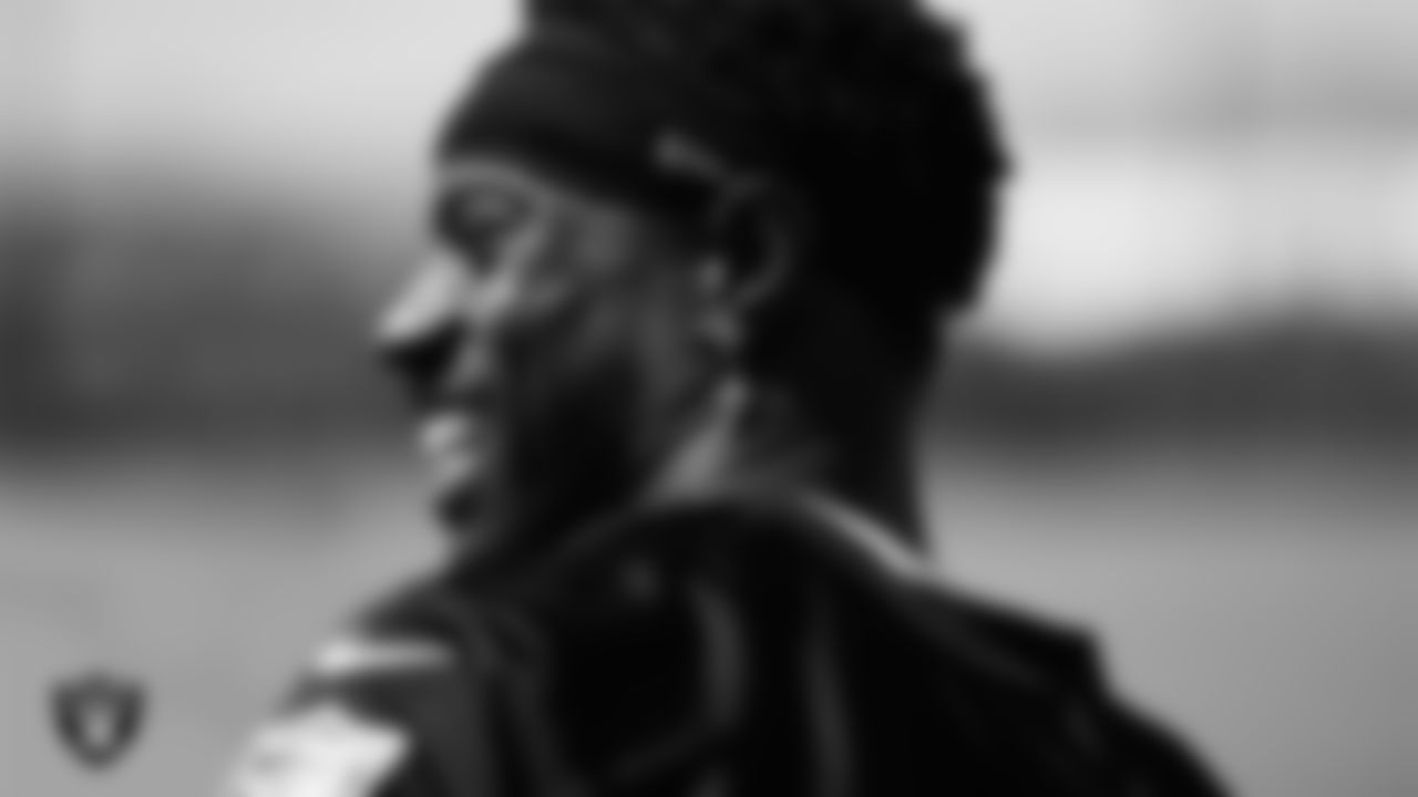 Las Vegas Raiders cornerback Nevin Lawson (26) at an Organized Team Activity (OTA).