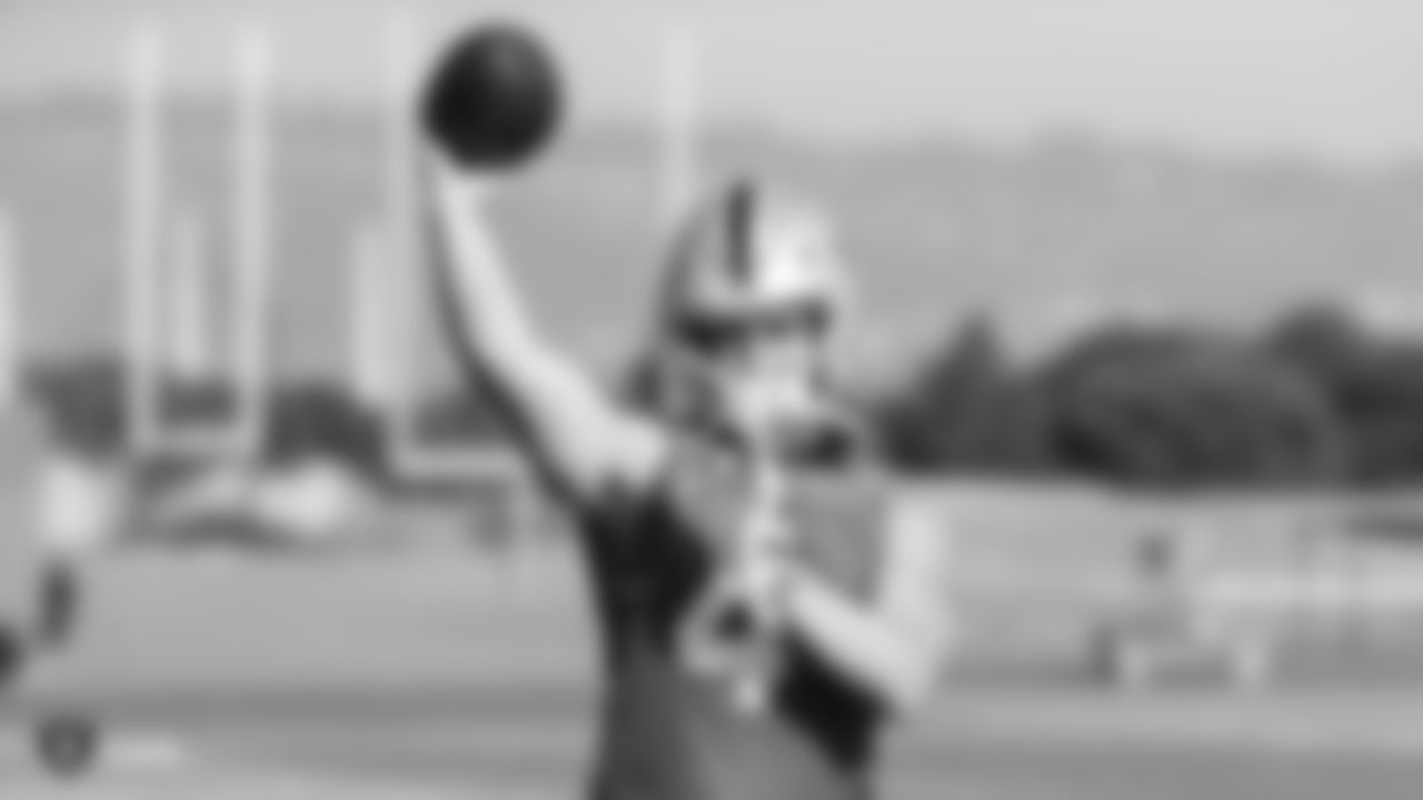 Oakland Raiders quarterback Derek Carr (4) on the field for practice at the Oakland Raiders Practice Facility, Wednesday, December 12, 2018, in Alameda, California.
