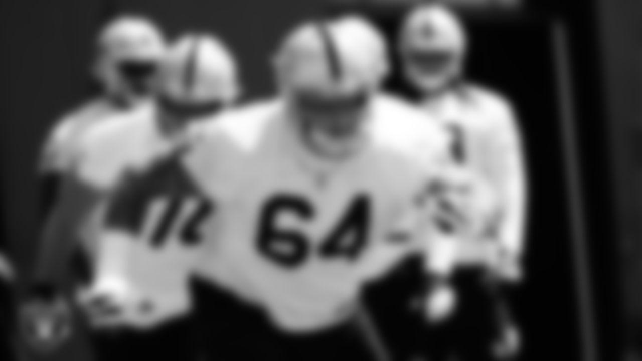 Las Vegas Raiders guard Richie Incognito (64) at an Organized Team Activity (OTA).