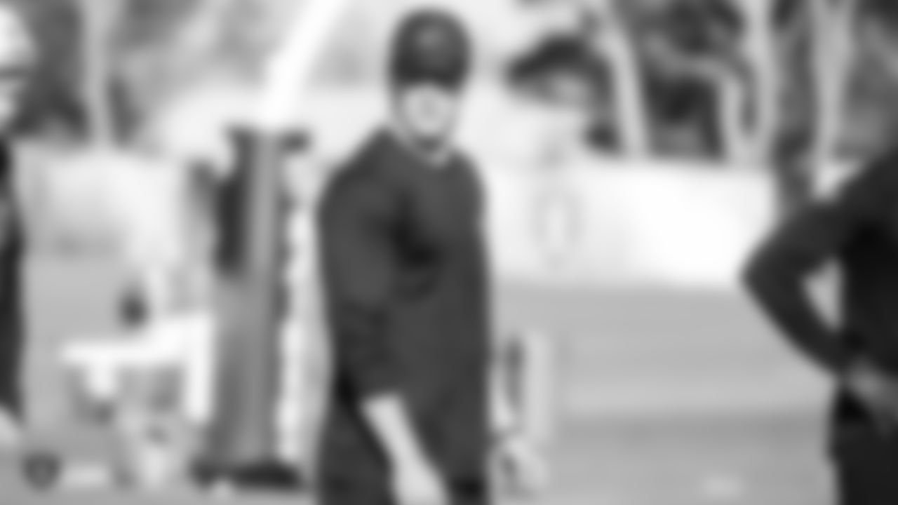 Raiders punter Johnny Townsend at a workout during phase one of the offseason program at the Raiders Practice Facility in Alameda, Calif.