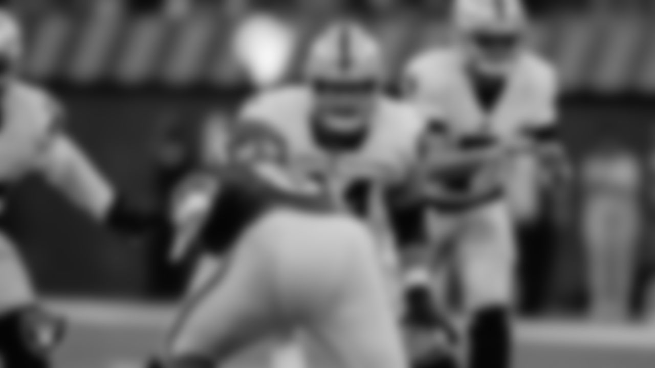 Las Vegas Raiders offensive lineman Alex Bars (64) during the preseason away game against the Los Angeles Rams at Sofi Stadium.