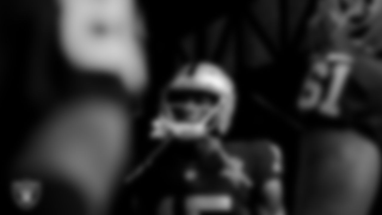The Raiders head to the field before the regular season game against the Indianapolis Colts at Allegiant Stadium.