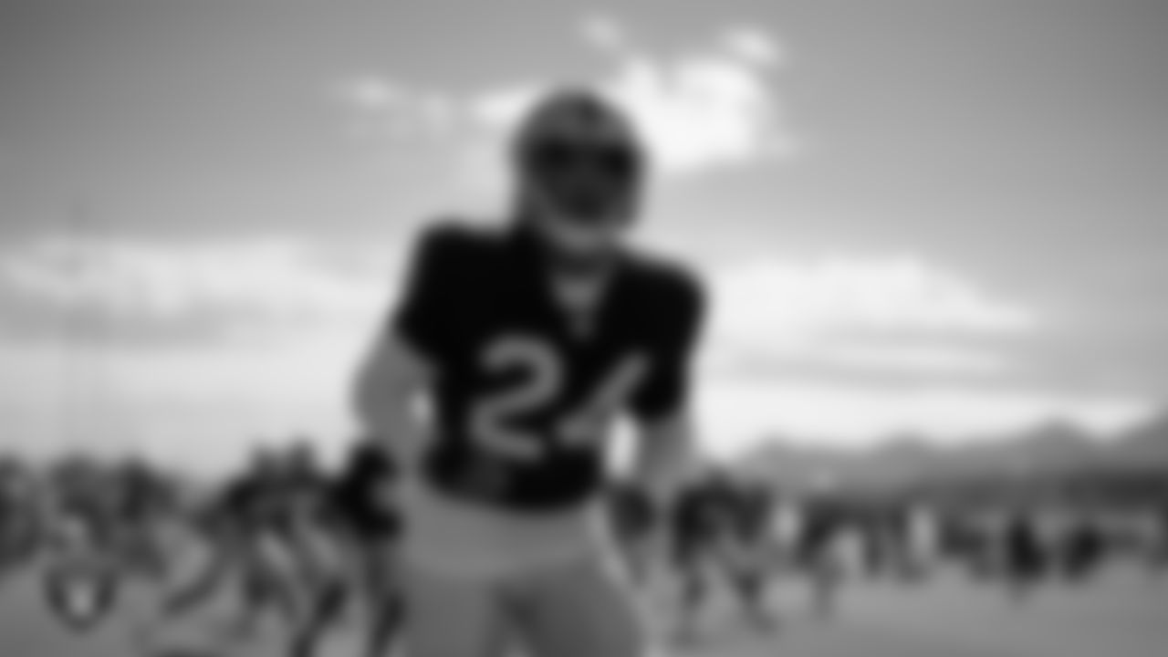 Las Vegas Raiders safety Johnathan Abram (24) on the field for practice at 2022 Training Camp at Intermountain Healthcare Performance Center.