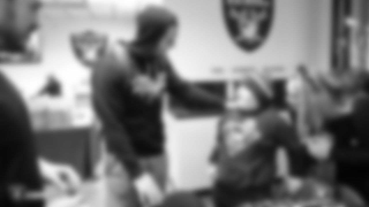Zander and his family from the Make-A-Wish Foundation visit the Oakland Raiders Practice Facility in Alameda, California to get a tour of the facility, watch the team practice, and meet the players, Sunday, December 23, 2018.