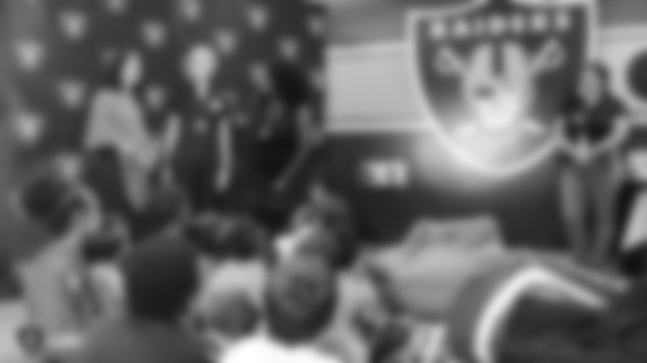 The Raiders adopt a Communities in Schools of Southern Nevada resource room at Robert Taylor Elementary School, which will be a safe haven for students and serve as the school's Accelerated Reading Program. To cap off the opening, Raiders alumni, Leo Gray and Lamar Mady, the Raiderettes, and Raider Rusher will coach students through a youth football camp, Tuesday, September 25, 2018, in Henderson, Nevada.