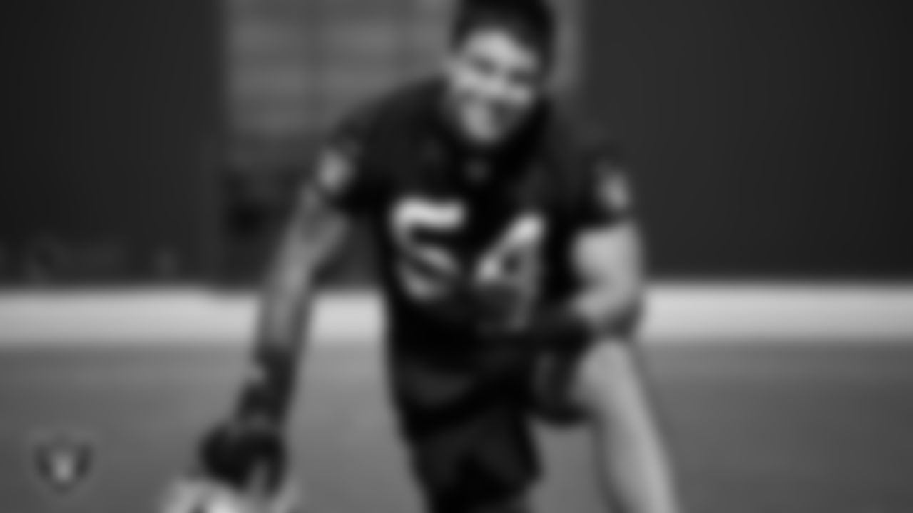 Las Vegas Raiders linebacker Blake Martinez (54) during practice at Intermountain Healthcare Performance Center.