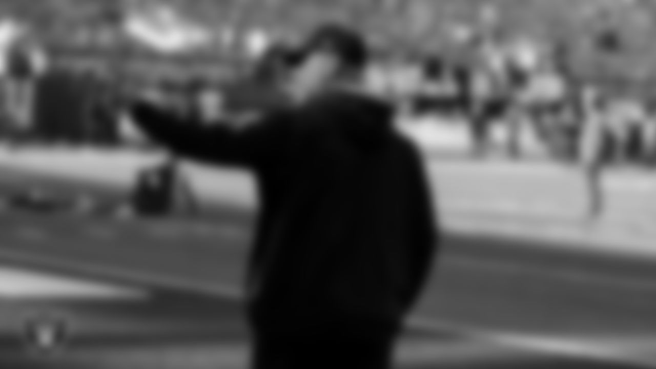 Las Vegas Raiders defensive coordinator Gus Bradley before the regular season away game against the New York Giants.