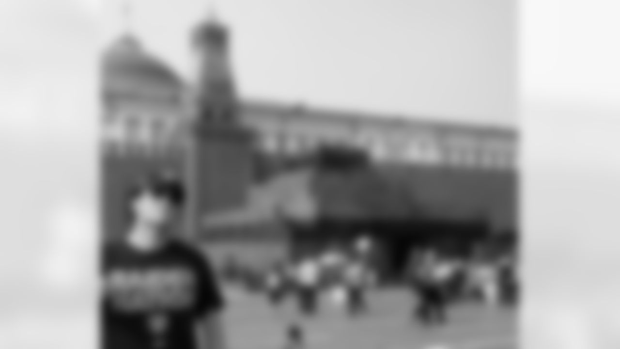 Andrew in Red Square in front of Kremlin and Lenin's tomb in Moscow, Russia