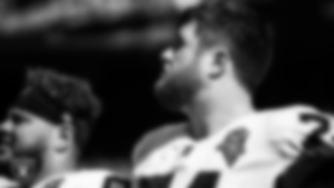 Las Vegas Raiders tackle Kolton Miller (74) during the national anthem before the regular season away game against the Kansas City Chiefs.