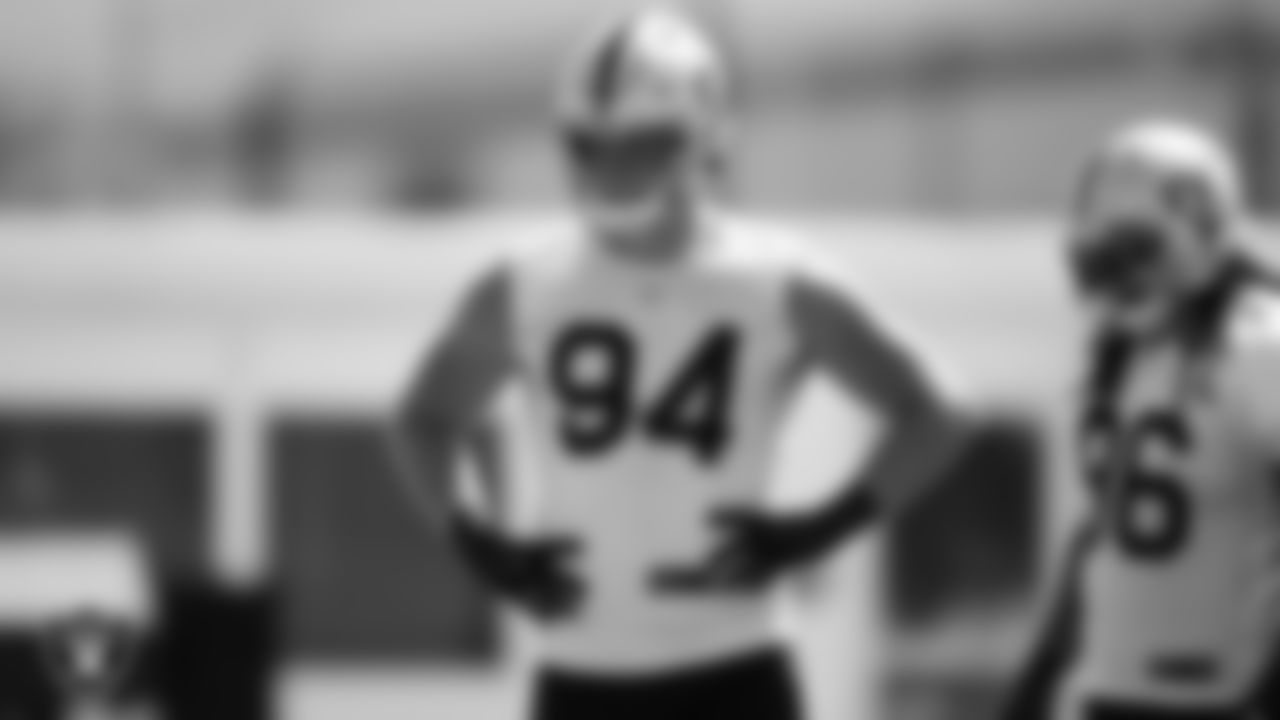 Las Vegas Raiders defensive end Carl Nassib (94) during practice at Intermountain Healthcare Performance Center.