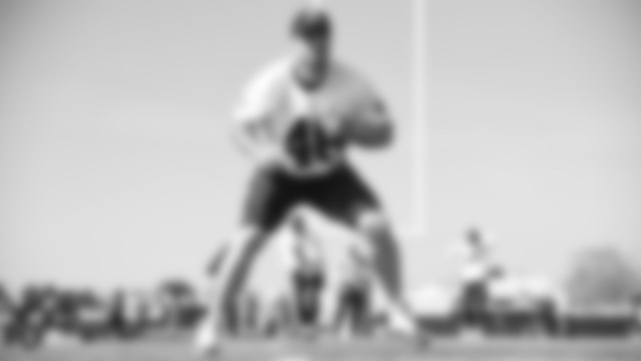 Raiders long snapper Andrew DePaola (48) and punter Johnny Townsend (5) at a workout during phase two of the offseason program at the Raiders Practice Facility in Alameda, Calif.