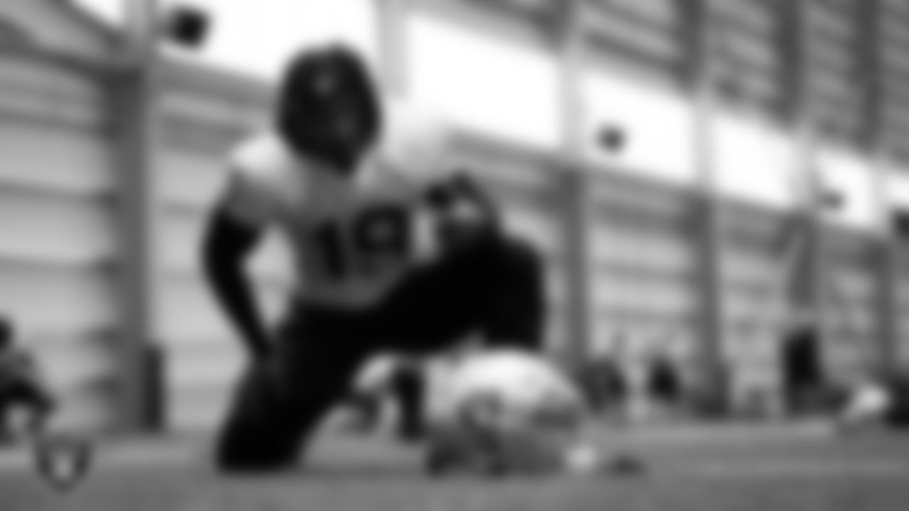 Las Vegas Raiders wide receiver DJ Turner (19) on the field for practice at 2023 Training Camp at Intermountain Health Performance Center.