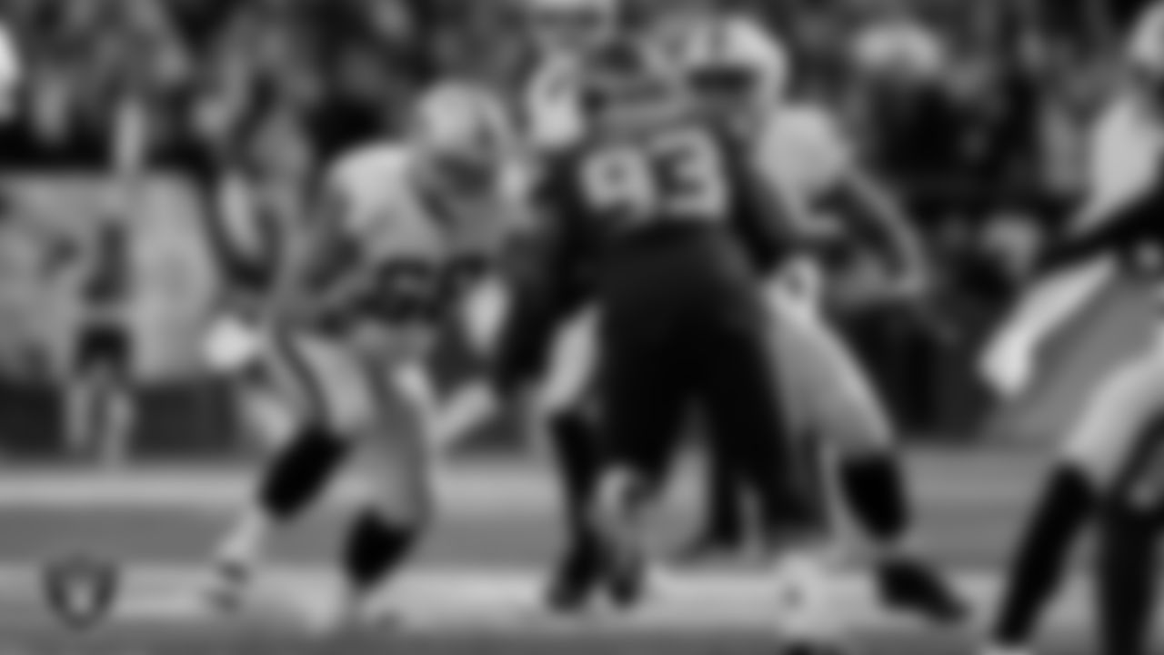 Las Vegas Raiders center Andre James (68) and guard Dylan Parham (66) during the regular season away game against the Seattle Seahawks at Lumen Field.