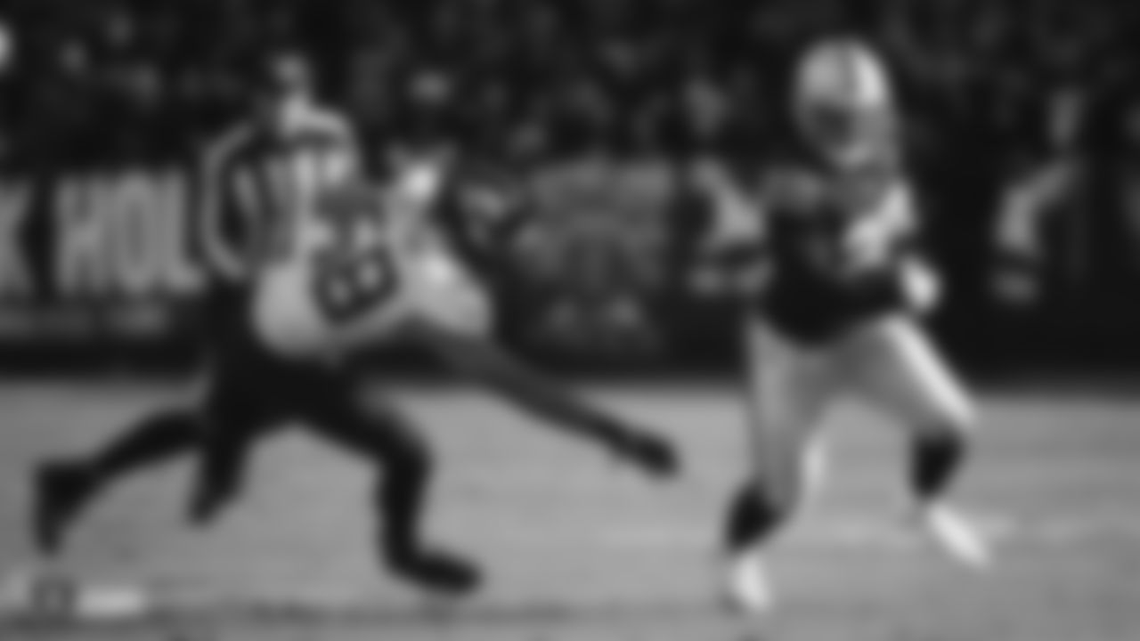 The Raiders during the regular season game against the Jacksonville Jaguars at the Oakland-Alameda County Coliseum.