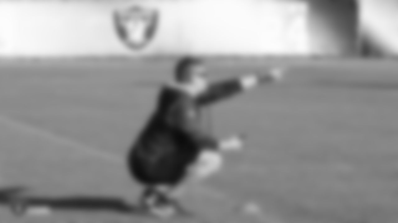 Raiders head strength and conditioning coach A.J. Neibel at a workout during phase one of the offseason program at the Raiders Practice Facility in Alameda, Calif.