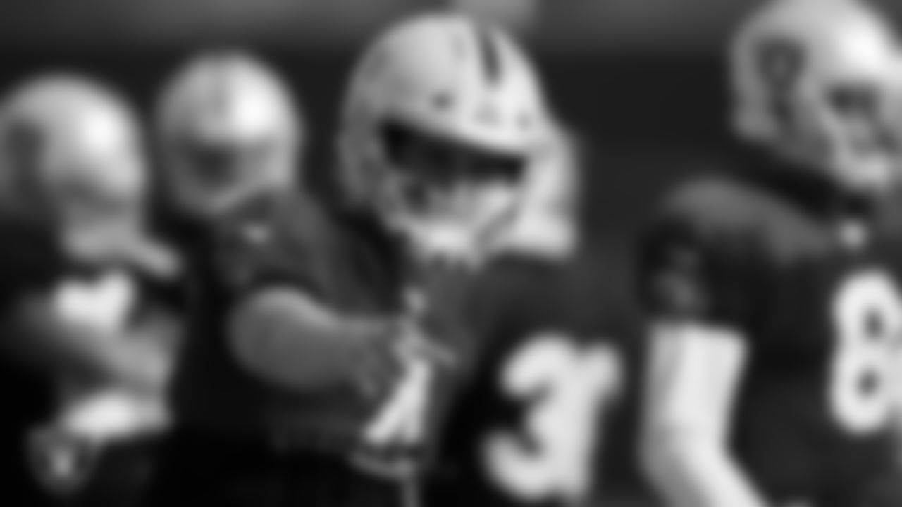 Las Vegas Raiders quarterback Derek Carr (4) during practice at Intermountain Healthcare Performance Center.