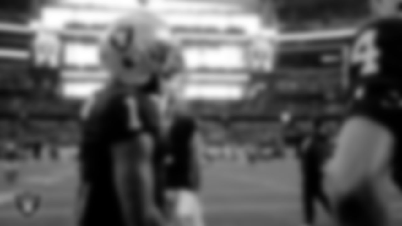 Las Vegas Raiders wide receiver DeSean Jackson (1) warming up before the regular season away game against the Dallas Cowboys.
