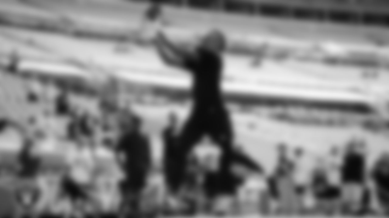 Las Vegas Raiders wide receiver Keelan Cole (84) warming up before the regular season away game against the Jacksonville Jaguars at TIAA Bank Field.