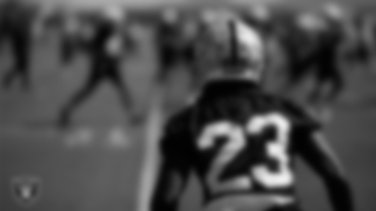 Las Vegas Raiders cornerback David Long Jr. (23) during practice at Intermountain Health Performance Center.
