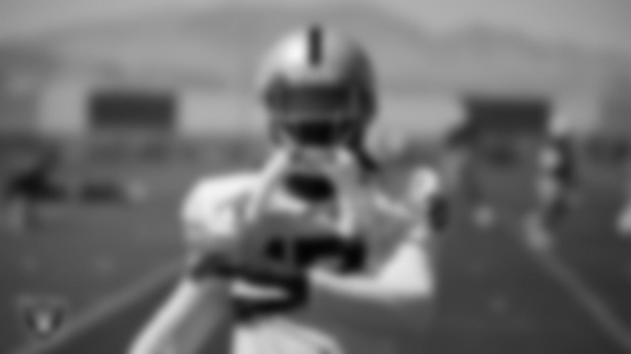 Las Vegas Raiders wide receiver Davante Adams (17) during practice at Intermountain Healthcare Performance Center.