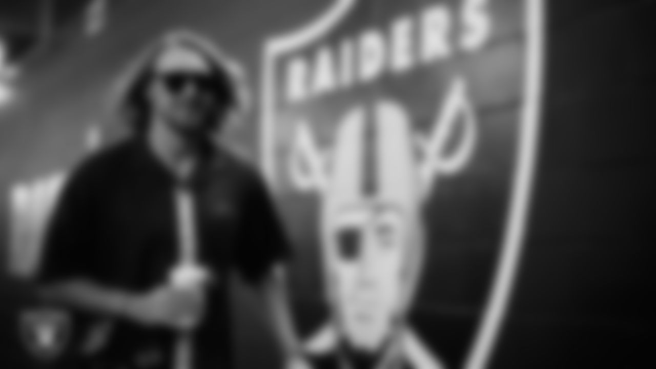 Las Vegas Raiders punter AJ Cole (6) arrives to the regular season home game against the New England Patriots at Allegiant Stadium.