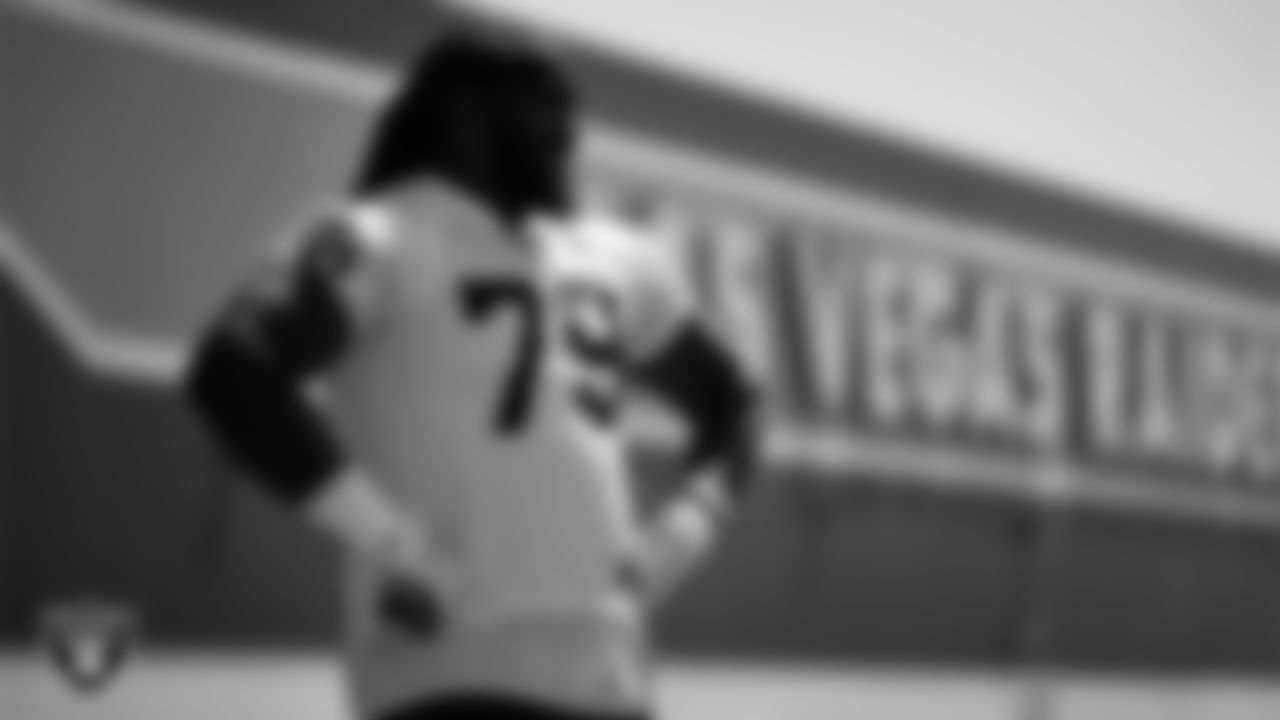 Las Vegas Raiders tackle Bamidele Olaseni (79) during Mandatory Minicamp.