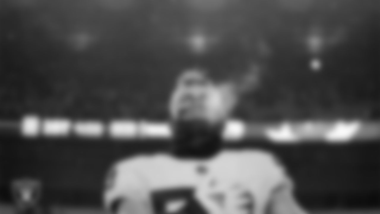 Las Vegas Raiders linebacker Luke Masterson (59) during the national anthem before the regular season away game against the Pittsburgh Steelers at Acrisure Stadium.