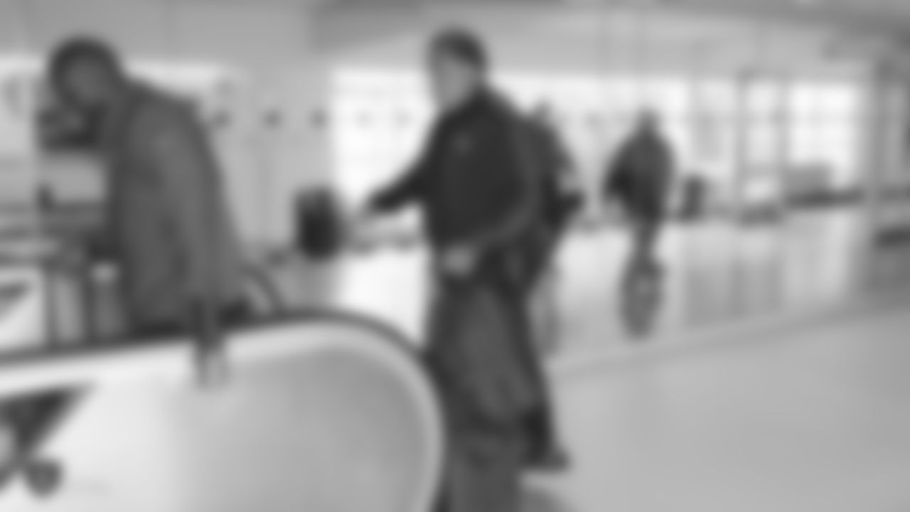 Oakland Raiders general manager Reggie McKenzie arrives at Heathrow Airport three days before their game against the Seattle Seahawks, Friday, October 12, 2018, in London, England.