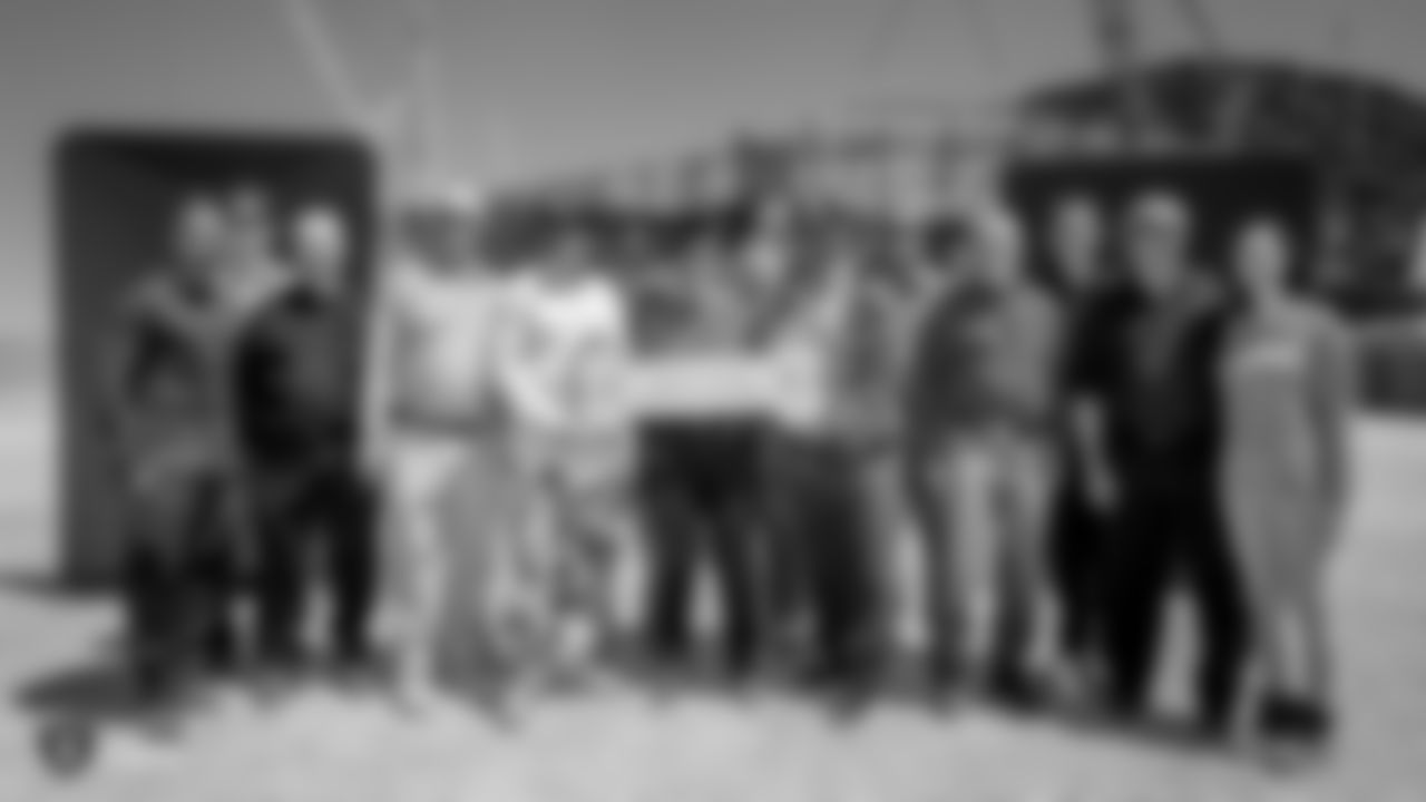 The Raiders Foundation, in partnership with Kline Veterans Fund, give three veterans a tour of the Las Vegas Stadium worksite before being surprised with their very own service dog, Wednesday, June 26, 2019, in Las Vegas, Nevada.