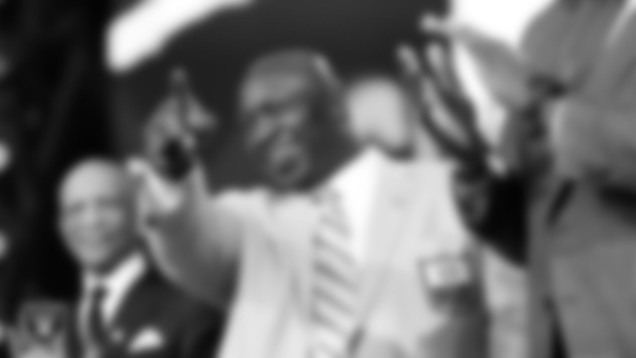 NFL Hall of Fame member John Randle on stage during day two of the 2021 NFL Draft..