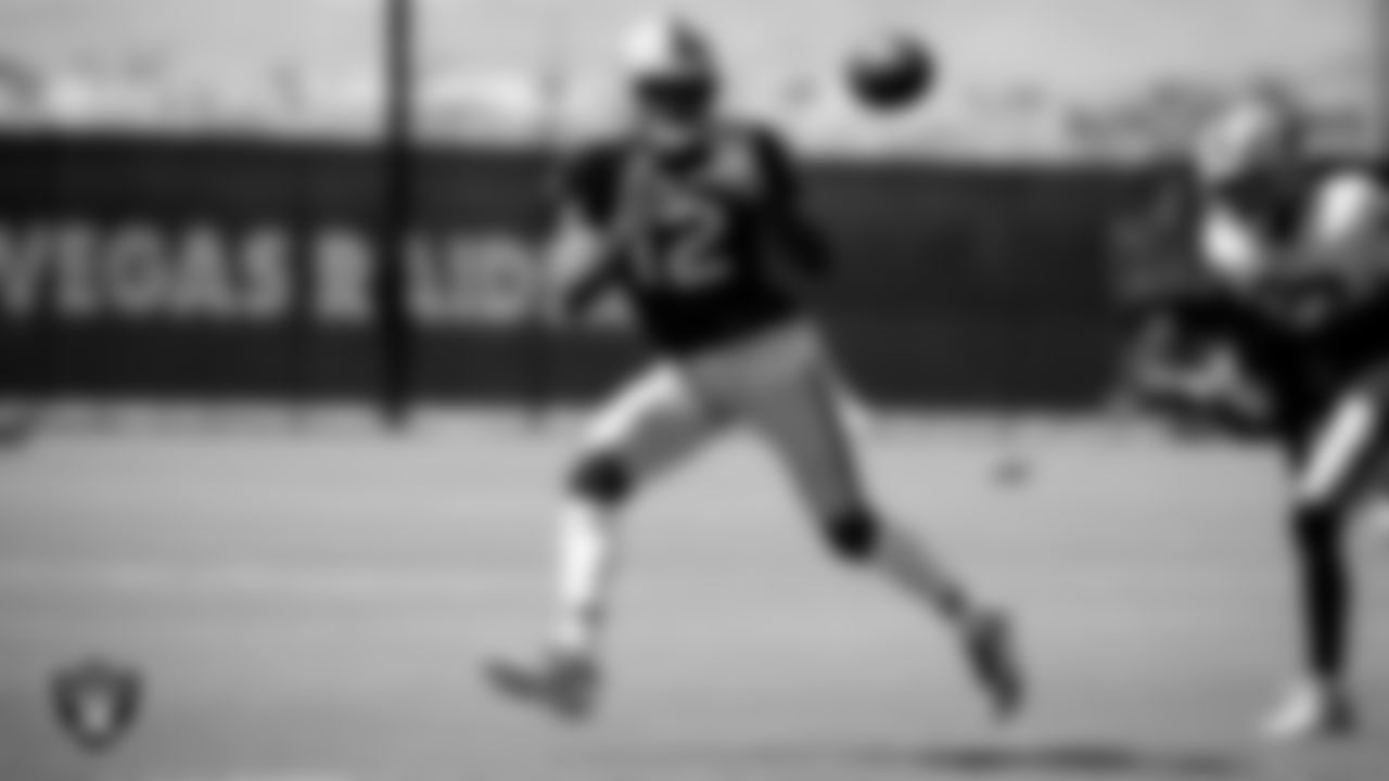 Las Vegas Raiders wide receiver Zay Jones (12) during practice.