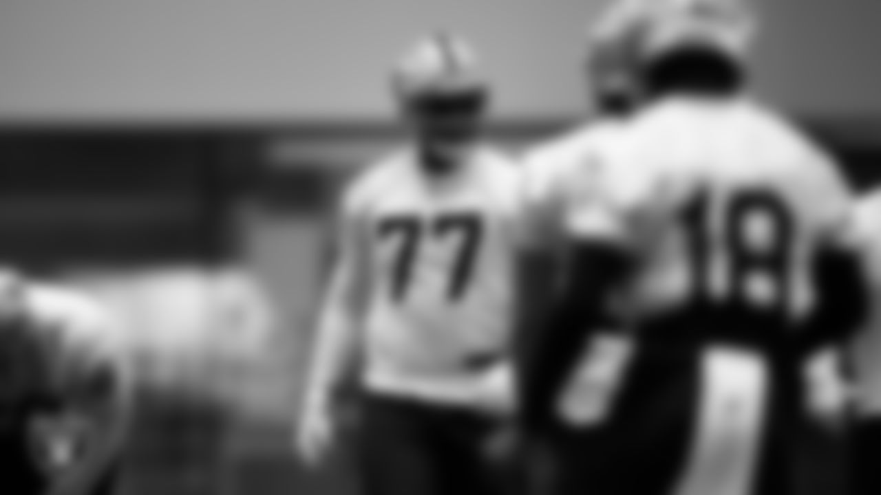 Las Vegas Raiders tackle Thayer Munford Jr. (77) at Mandatory Minicamp.