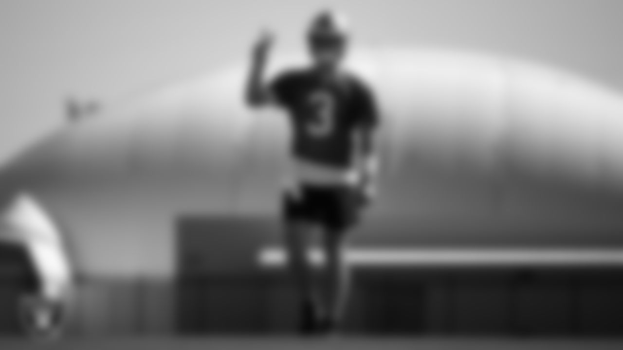 Las Vegas Raiders quarterback Jarrett Stidham (3) during practice.