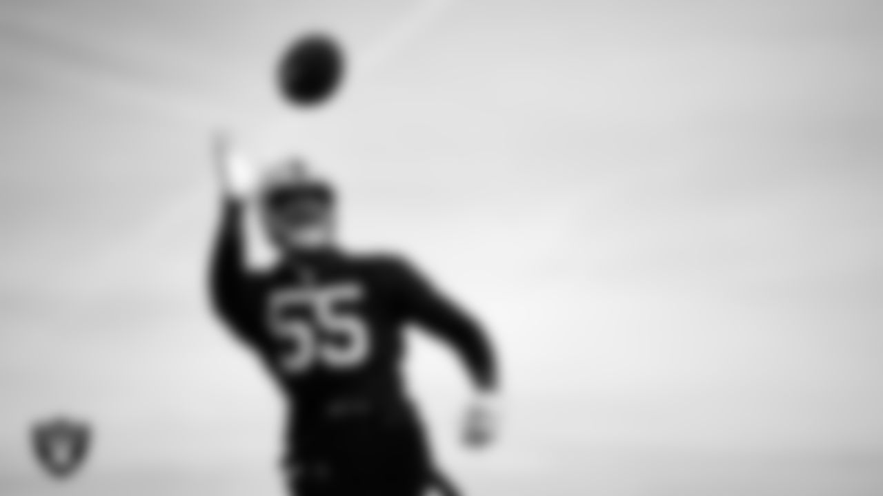 Las Vegas Raiders defensive end Chandler Jones (55) during practice at Intermountain Healthcare Performance Center.