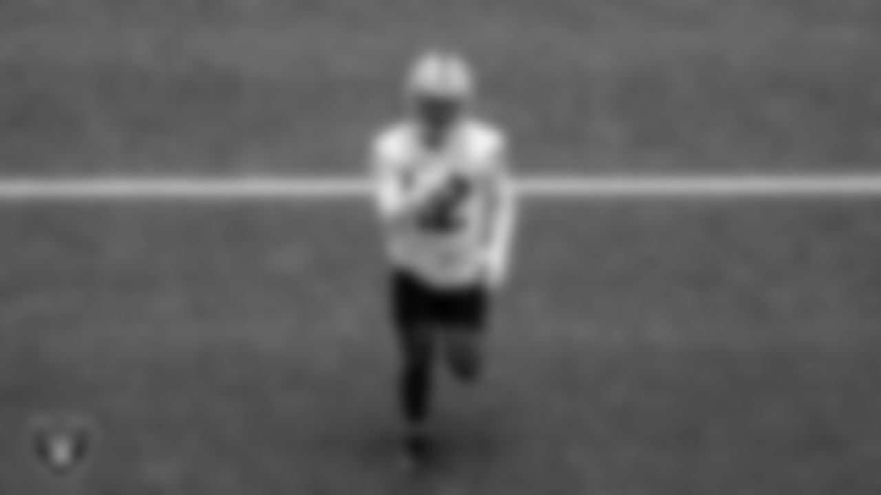 Las Vegas Raiders wide receiver Justin Hall (12) on the field for practice at 2022 Training Camp at Intermountain Healthcare Performance Center.