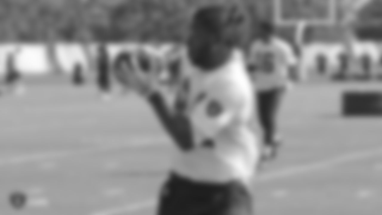 Raiders wide receiver Antonio Brown (84) at a workout during phase two of the offseason program at the Raiders Practice Facility in Alameda, Calif.