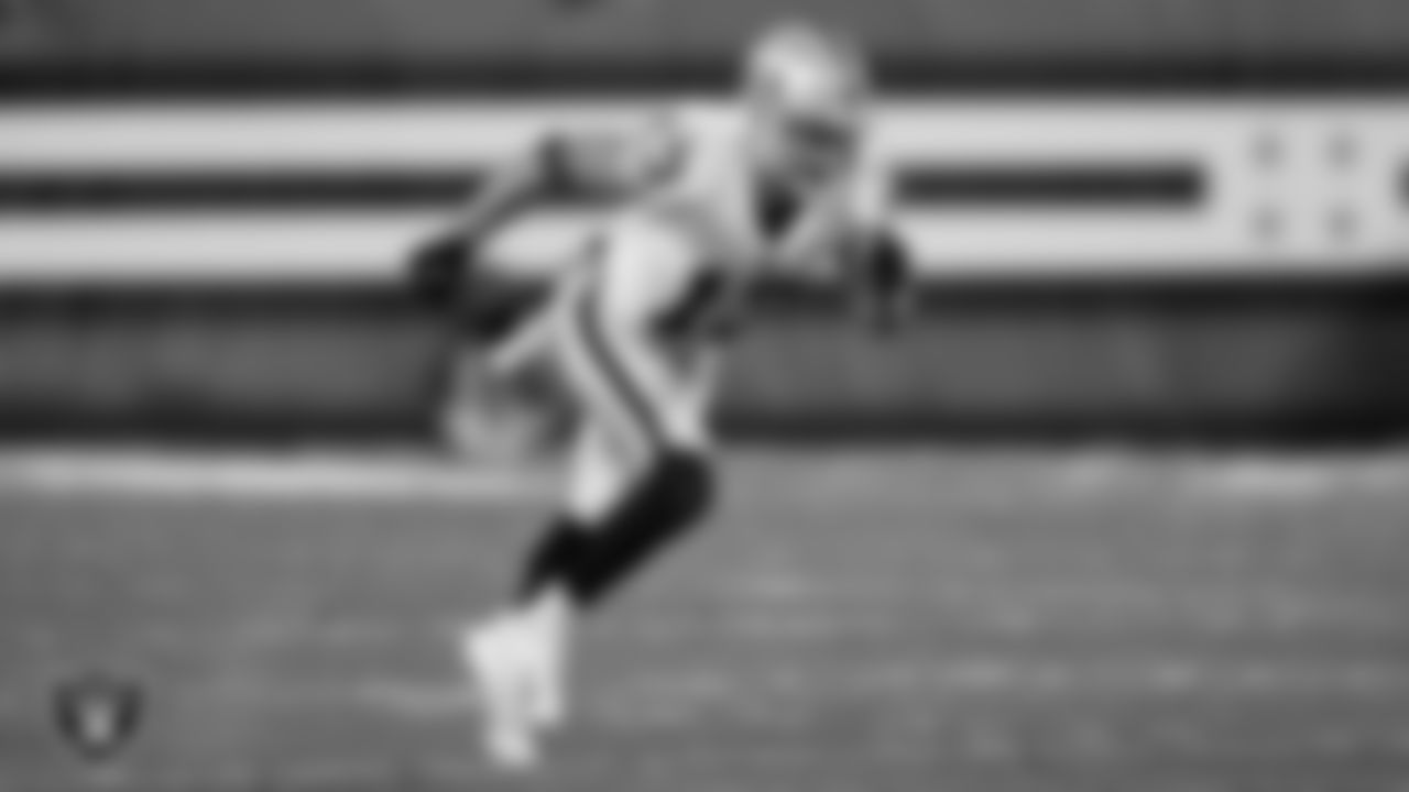 Las Vegas Raiders wide receiver Hunter Renfrow (13) runs a route during the regular season away game against the Cleveland Browns.