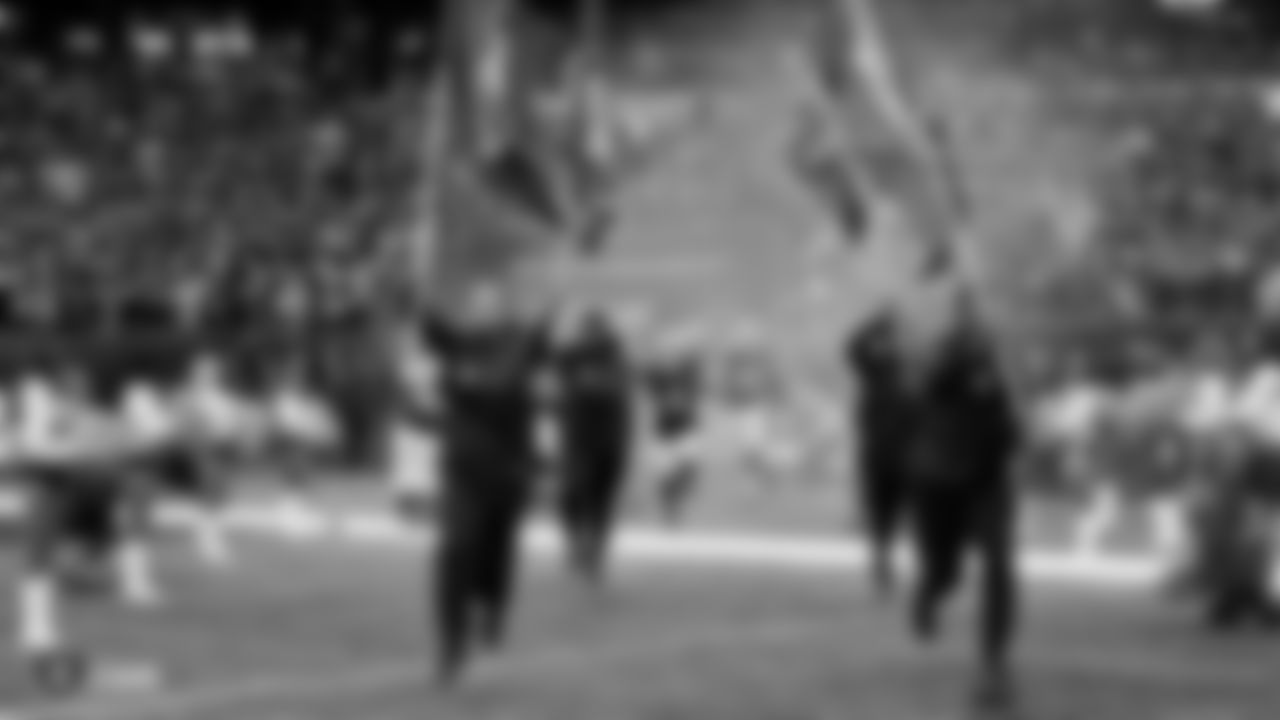 The Raiders are introduced onto the field before the regular season game against the Chicago Bears.
