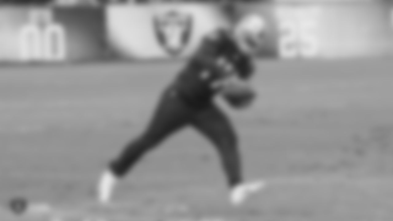 Oakland Raiders wide receiver and return specialist Dwayne Harris (17) on the field for practice at the Oakland Raiders Practice Facility, Wednesday, December 5, 2018, in Alameda, California.