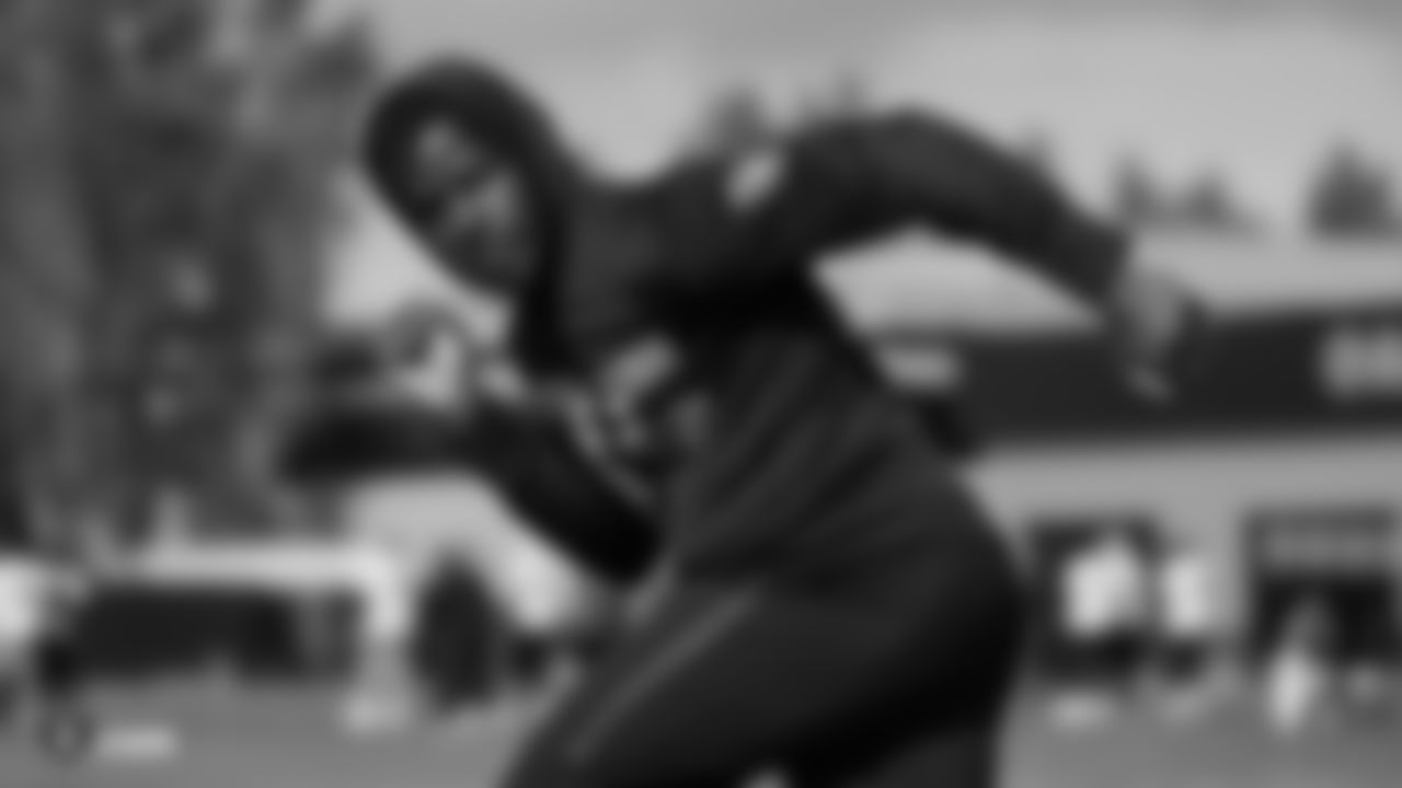 Raiders safety Curtis Riley at a workout during phase two of the offseason program at the Raiders Practice Facility in Alameda, Calif.