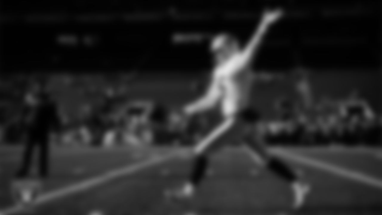 Las Vegas Raiders punter AJ Cole (6) warming up before the regular season away game against the Seattle Seahawks at Lumen Field.