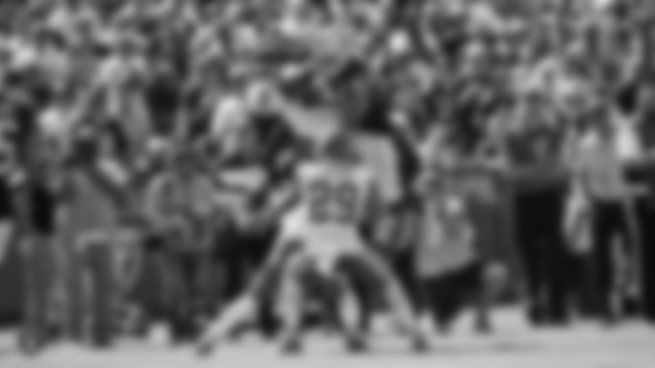 Raiders tight end Darren Waller (83) hurdles over the Kansas City Chiefs defense during the Raiders regular season game against the Kansas City Chiefs.