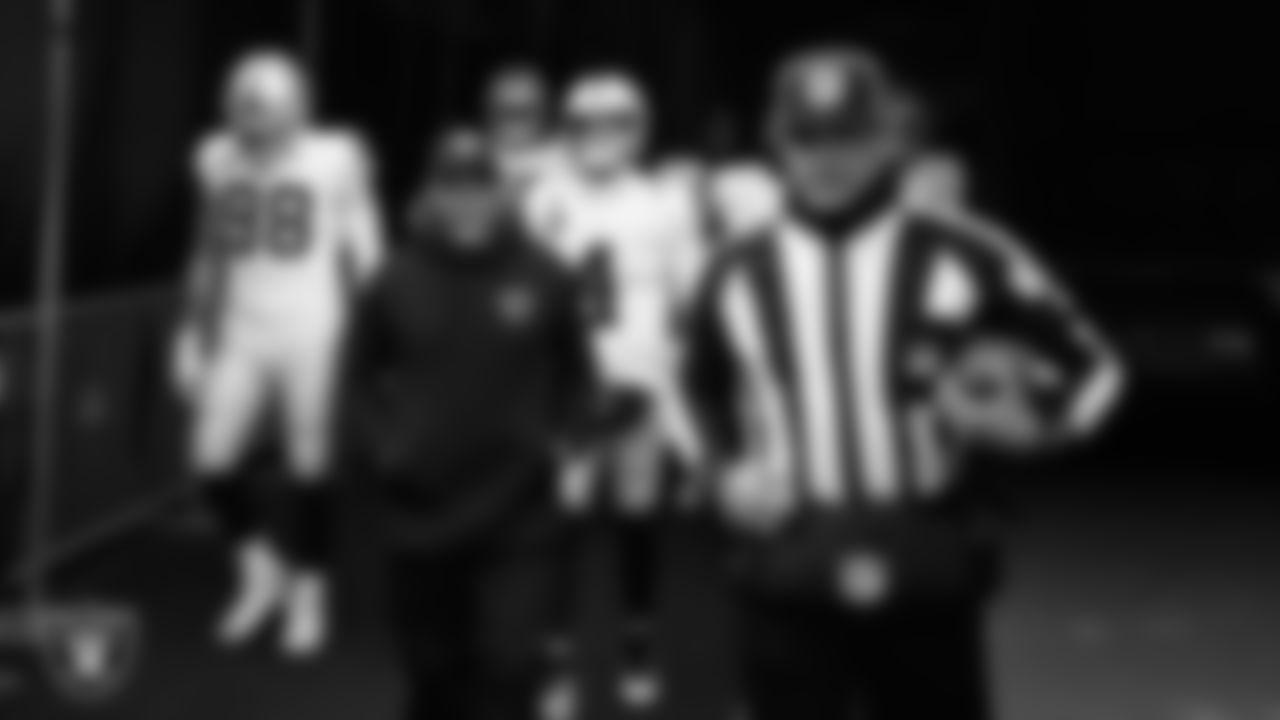 Las Vegas Raiders Interim Head Coach Rich Bisaccia walks down the tunnel before the postseason away game against the Cincinnati Bengals.