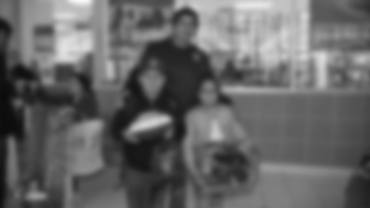 The Raiders Foundation hosts a Toys for Tots drive where guests have the chance to meet Oakland Raiders linebacker Jason Cabinda (53), linebacker Marquel Lee (55), and defensive tackle Maurice Hurst (73) in exchange for a toy or $20 donation to the charity, Tuesday, December 4, 2018, in Hayward, California.
