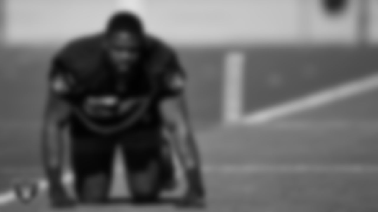 Las Vegas Raiders defensive end Gerri Green (56) at a workout during phase two of the offseason program.